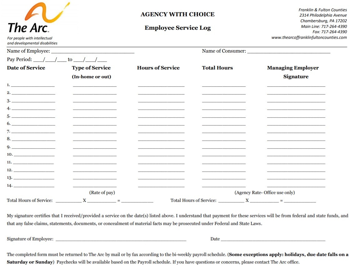 Employee Log Sheet Examples