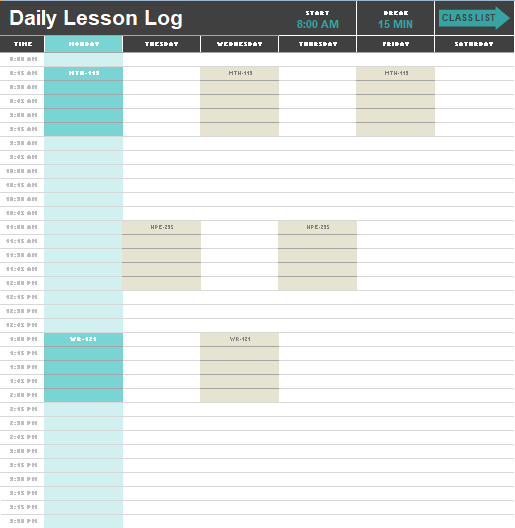 Daily Lesson Log Templates 7 Free Word Excel PDF