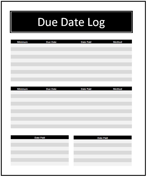 Due Date Log Templates 6+ Free Printable Word & Excel Samples
