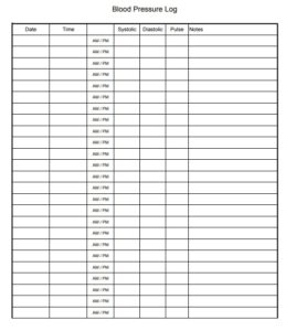 Blood Pressure Log Template | Free Log Templates