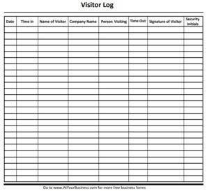 Visitor Log Templates | 11+ Free Printable Word, Excel & PDF Formats ...