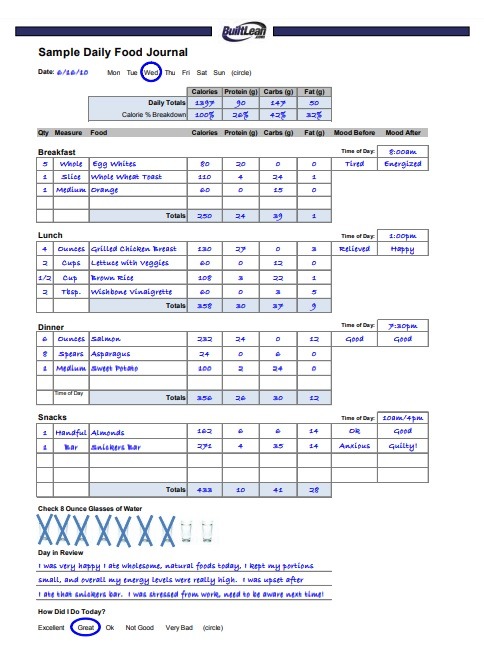 Food Log Template | 22+ Free Printable Word, Excel & PDF Formats ...