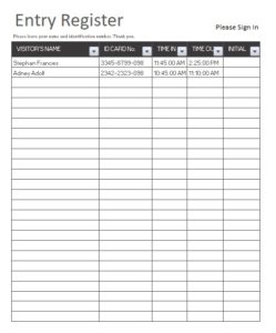 Visitor Log Templates | 11+ Free Printable Word, Excel & PDF Formats ...