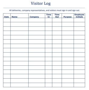 Visitor Log Templates | 11+ Free Printable Word, Excel & PDF Formats