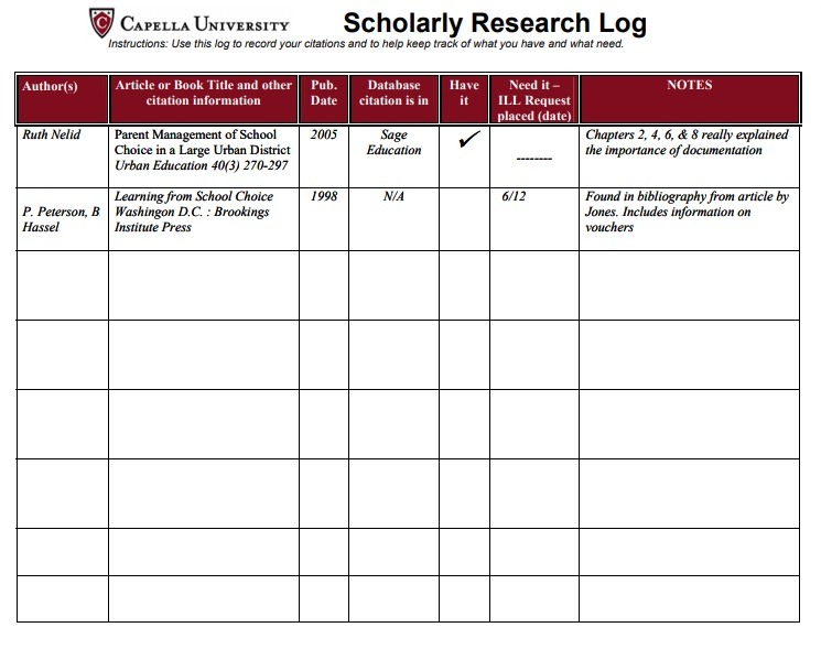 Research Log Template Free Log Templates