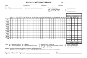 Attendance Log Template | Free Log Templates