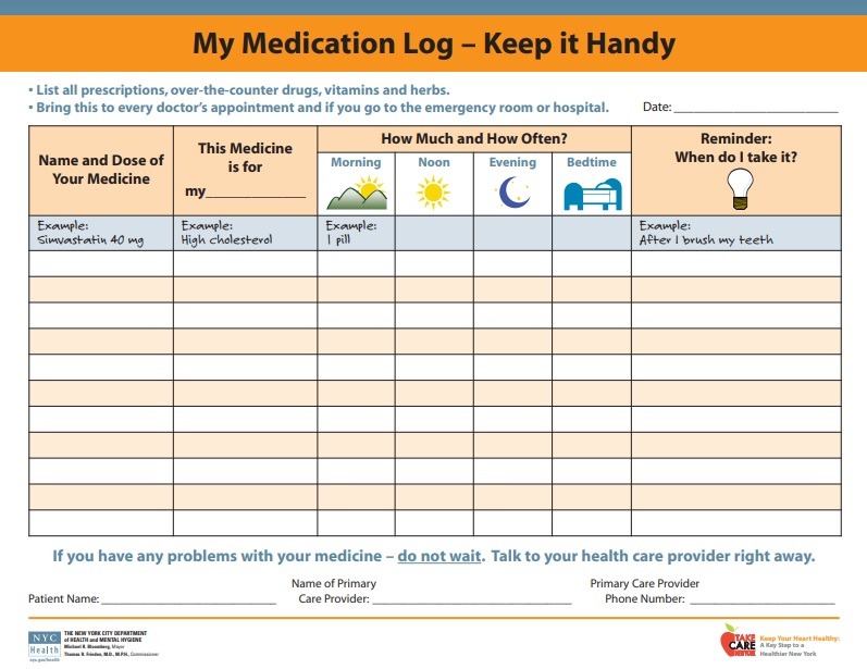 Medication Log Template Free Log Templates