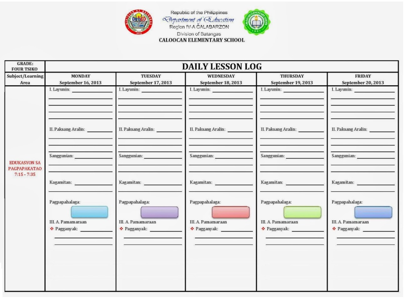 Daily Lesson Log Format English Amp Filipino Language Filesishare Riset